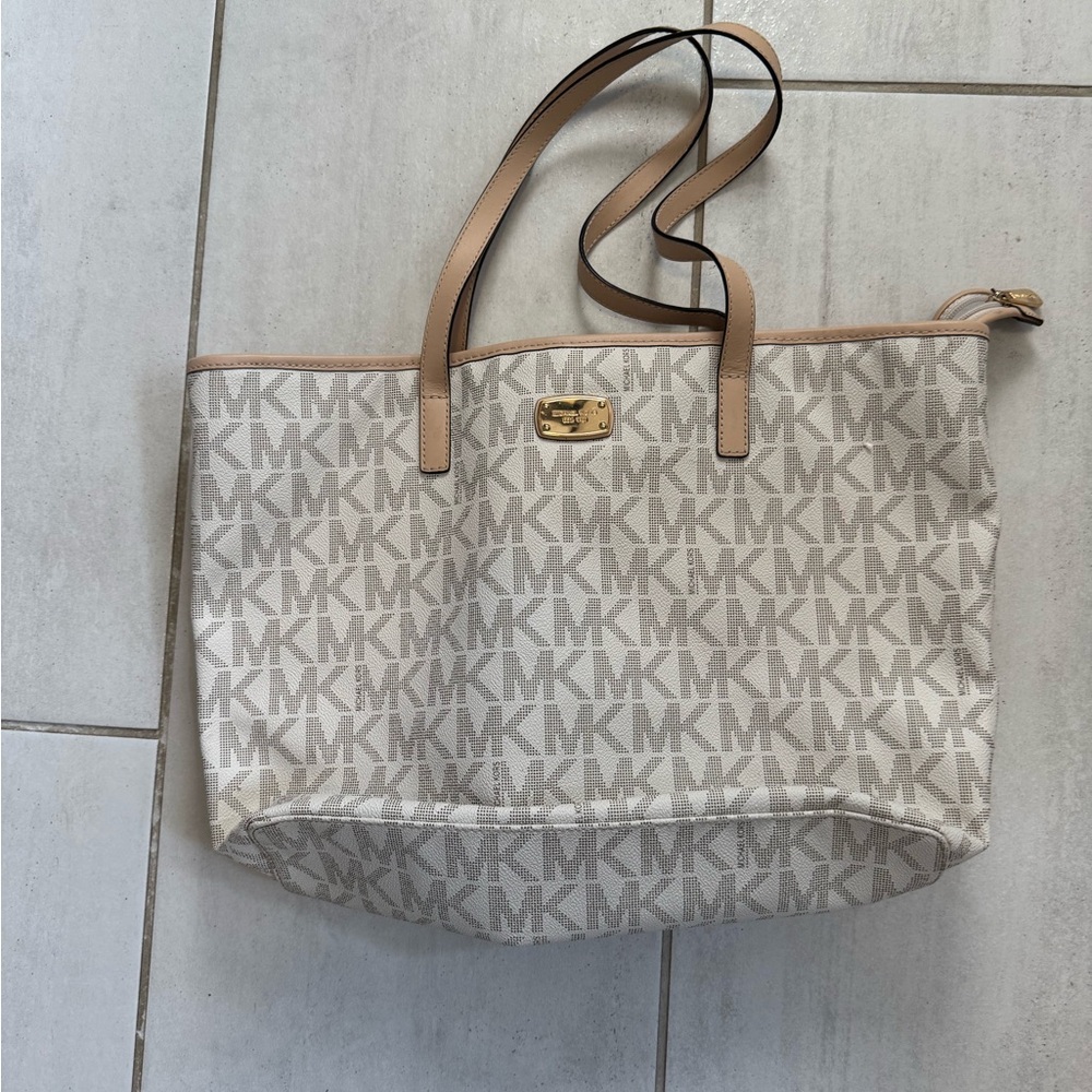 Michael Kors Beige and Tan Signature Tote